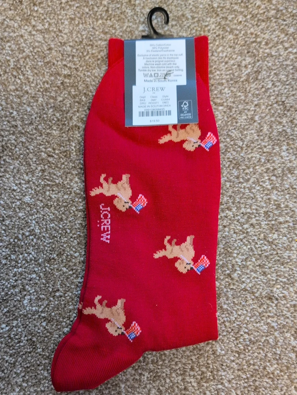 NWT J. Crew Dog w/Flag Socks